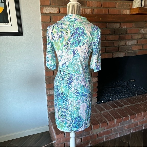 Lilly Pulitzer UPF 50+ Quincey Dress in Shell of a Party Green Blue Sz XS - Picture 8 of 9